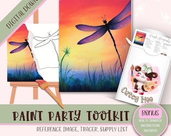 Diy Sip N Paint, Paint Party Printable For Adults & Kids, Paint and Sip Template Instructions, Painting Kit Stencil, Png Digital Download