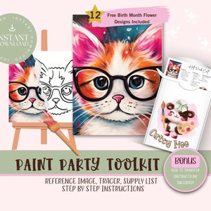 DIY Paint Party For Adults and Kids  |Pre-Drawn | Art Party Paint Kit | Sip & Paint | Digital Download File, Paint Party Toolkit