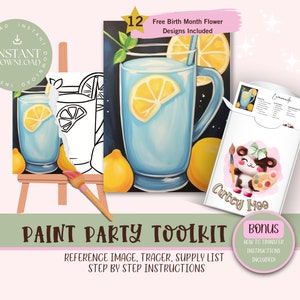 DIY Paint Party For Adults and Kids  |Pre-Drawn | Art Party Paint Kit | Sip & Paint | Digital Download File, Paint Party Toolkit