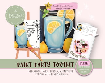 DIY Paint Party For Adults and Kids  |Pre-Drawn | Art Party Paint Kit | Sip & Paint | Digital Download File, Paint Party Toolkit