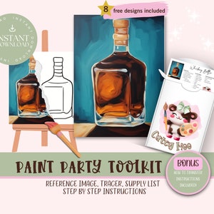 a picture of a bottle of paint next to a picture of a bottle of liquor