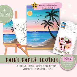 Fête de peinture à faire soi-même pour adultes et enfants | Pré-dessiné | Kit de peinture de fête artistique | Siroter et peindre | Fichier à téléchargement numérique, boîte à outils Paint Party