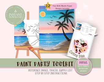 DIY Paint Party For Adults and Kids  |Pre-Drawn | Art Party Paint Kit | Sip & Paint | Digital Download File, Paint Party Toolkit