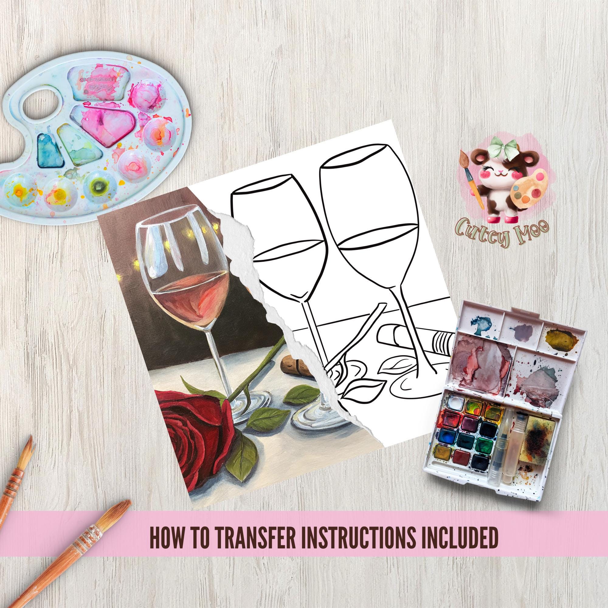 Wine Sip and Paint Party Kit Canvas, Pre Drawn Template for DIY Art ...