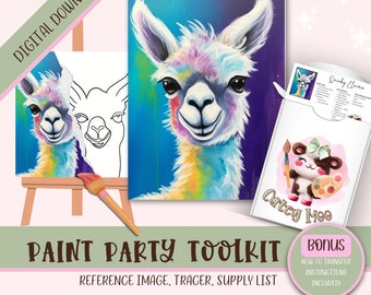 Diy Sip N Paint, fiesta de pintura imprimible para adultos y niños, instrucciones de plantilla de pintura y sorbo, plantilla del kit de pintura, descarga digital png