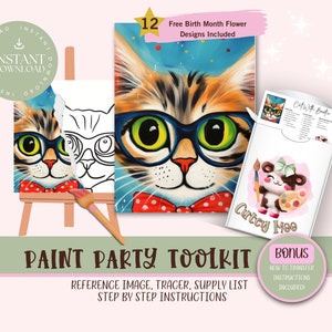 DIY Paint Party For Adults and Kids  |Pre-Drawn | Art Party Paint Kit | Sip & Paint | Digital Download File, Paint Party Toolkit