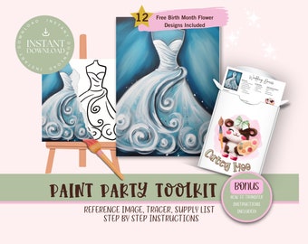 DIY Paint Party For Adults and Kids  |Pre-Drawn | Art Party Paint Kit | Sip & Paint | Digital Download File, Paint Party Toolkit