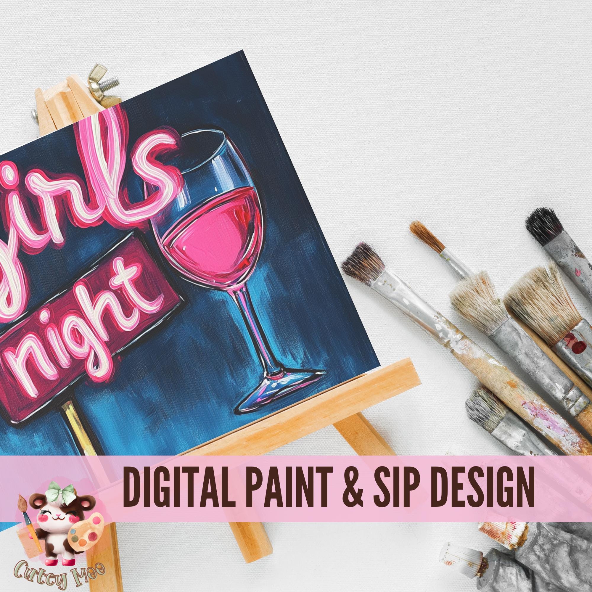 Sip and Paint Party Kit Canvas, Pre Drawn Template for DIY Art Parties ...