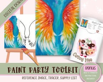 Diy Adult Paint Party Printable Images Kit, Sip and Paint Predrawn Png Stencil Design Download Instructions,  Paint On Canvas Outline,