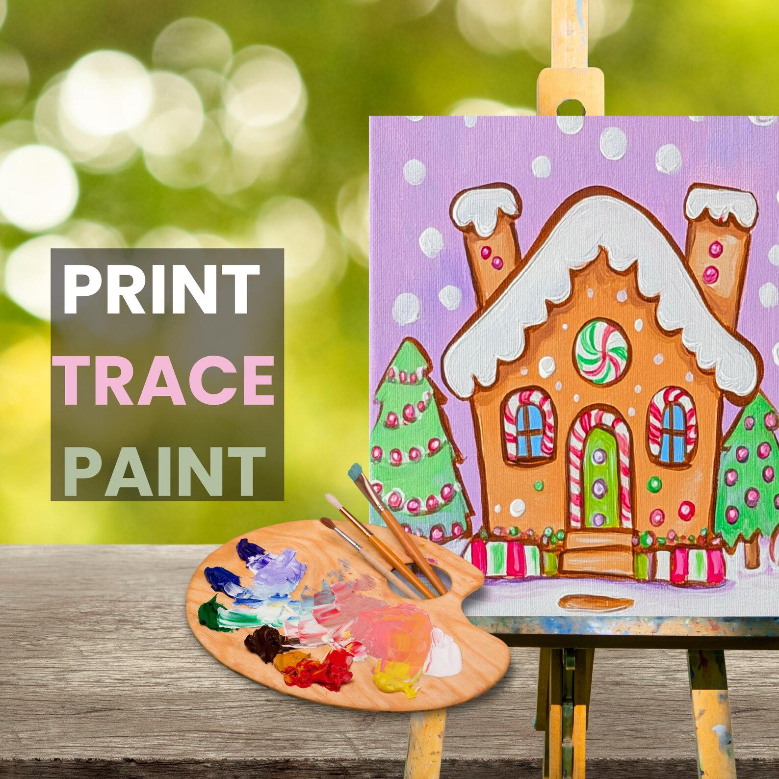 Gingerbread House Paint Party Printable Tracer & Coloring Page ...