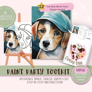 DIY Paint Party For Adults and Kids  |Pre-Drawn | Art Party Paint Kit | Sip & Paint | Digital Download File, Paint Party Toolkit