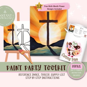Festa di pittura fai-da-te per adulti e bambini /Pre-disegnato/Kit di pittura per feste artistiche/Sorsa e dipingi/File di download digitale, Kit di strumenti per feste di pittura