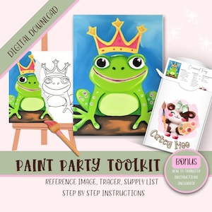 DIY Paint Party Printable For Kids | Diy Canvas | Paint Kit | Instant Access | Pre-Drawn Canvas | Paint & Sip | Painting Tutorial Stencil