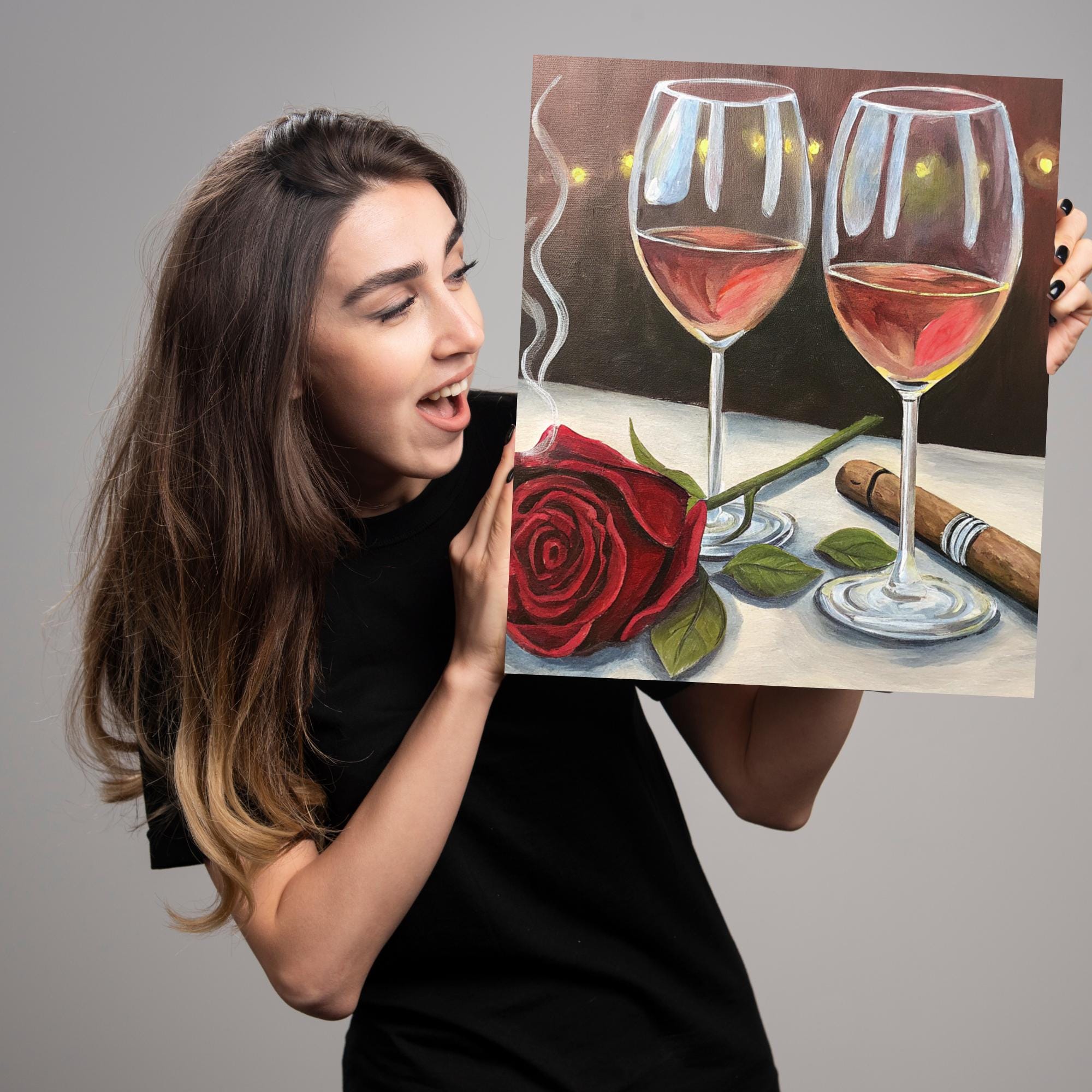 Wine Sip and Paint Party Kit Canvas, Pre Drawn Template for DIY Art ...