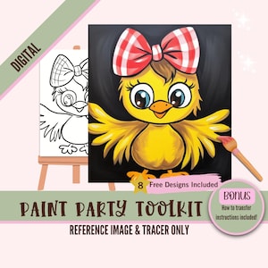 Lustiges Huhn PNG Paint Party Sublimationsdesign - Digitale DIY Kunst, fertige Schablone, perfekt zum Basteln und für Paint and Sip Partys