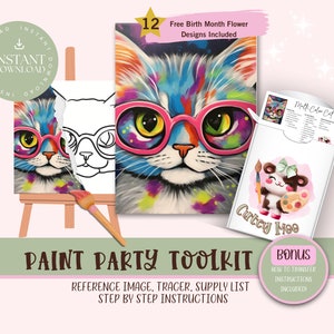 DIY Paint Party For Adults and Kids  |Pre-Drawn | Art Party Paint Kit | Sip & Paint | Digital Download File, Paint Party Toolkit