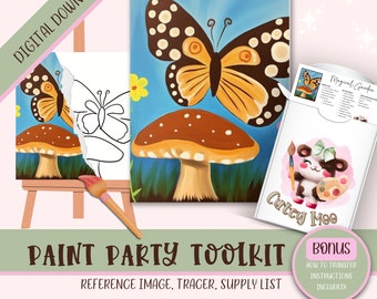 Adult & Kids Paint And Sip Stencil, Paint Your Own, Girls Night, Paint Kit Gift For Her | Paint Party Printable Digital Download | Butterfly