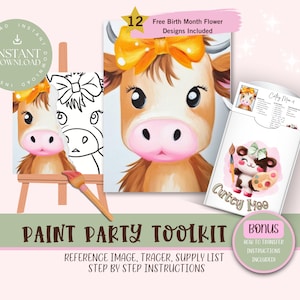 DIY Paint Party For Adults and Kids  |Pre-Drawn | Art Party Paint Kit | Sip & Paint | Digital Download File, Paint Party Toolkit