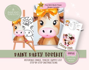 DIY Paint Party für Erwachsene und Kinder |Pre-Drawn | Art Party Paint Kit | Schlürfen & Malen | Digital Download Datei, Paint Party Toolkit