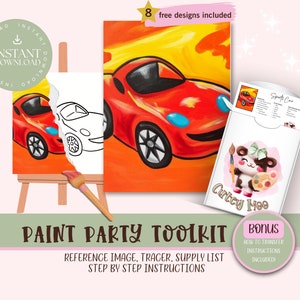 DIY Paint Party For Adults and Kids  |Pre-Drawn | Art Party Paint Kit | Sip & Paint | Digital Download File, Paint Party Toolkit