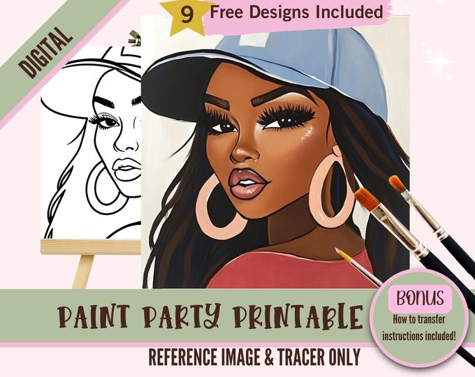 Lady in Hat Wine Glass Pre Drawn Outline DIY Paint and Sip Party ...