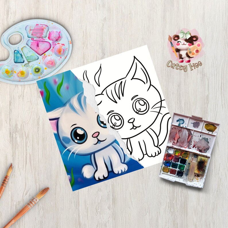Digital paint party toolkit for adults featuring a cute kitten design. This pre-drawn canvas stencil is perfect for DIY art projects, paint and sip parties, home decor, and gifts. Ideal for crafters, paint party hosts