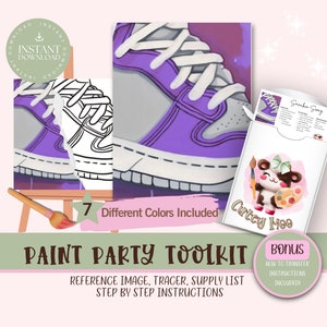 Sneaker DIY Paint Party para adultos y niños /Pre-Dibujado / Art Party Paint Kit / Sip & Paint / Archivo de descarga digital, Paint Party Toolkit