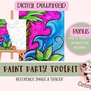 DIY Paint Party Printable For Kids | Diy Canvas | Paint Kit | Instant Access | Pre-Drawn Canvas | Paint & Sip | Painting Tutorial Stencil