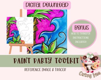 DIY Paint Party Printable For Kids | Diy Canvas | Paint Kit | Instant Access | Pre-Drawn Canvas | Paint & Sip | Painting Tutorial Stencil