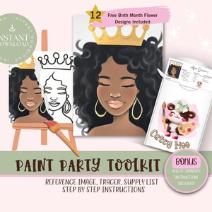 Diy Adult Paint Party Printable Images Kit, Sip and Paint Predrawn Png Stencil Design Download Instructions,  Paint On Canvas Outline PNG