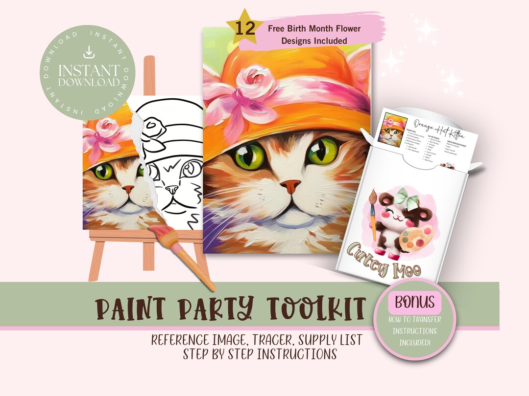DIY Paint Party for Adults and Kids |pre-drawn | Art Party Paint Kit ...
