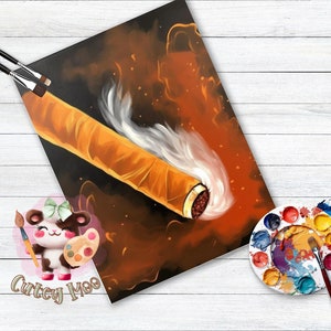 a picture of a painting of a burning cigarette