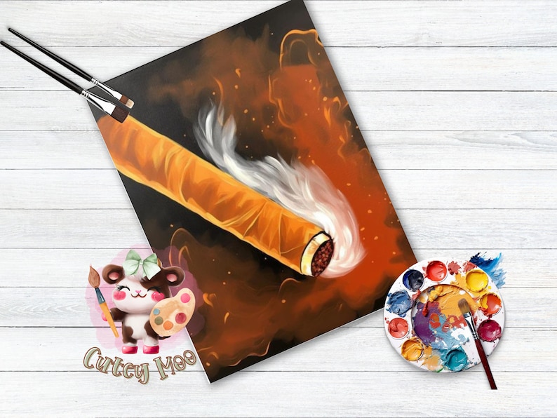 a picture of a painting of a burning cigarette