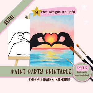 King and Queen Sip and Paint Party Kit Canvas, Pre drawn Template for DIY Art Parties, Couples Paint Night Png Outline, Digital Download