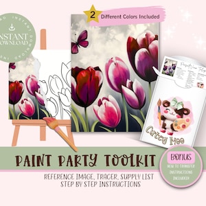 Tulips DIY Paint Party For Adults and Kids  |Pre-Drawn | Art Party Paint Kit | Sip & Paint | Digital Download File, Paint Party Toolkit