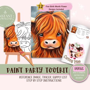 Highlander DIY Paint Party para adultos y niños /Pre-Dibujado / Art Party Paint Kit / Sip & Paint / Archivo de descarga digital, Paint Party Toolkit