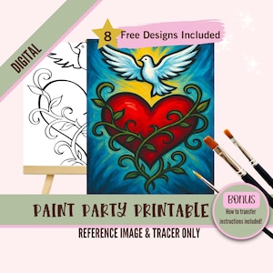 Imprimible para fiesta de pintura "Amor de Dios" / Descarga digital de arte cristiano / Kit de pintura inspirador religioso para hacer tú mismo / Decoración espiritual