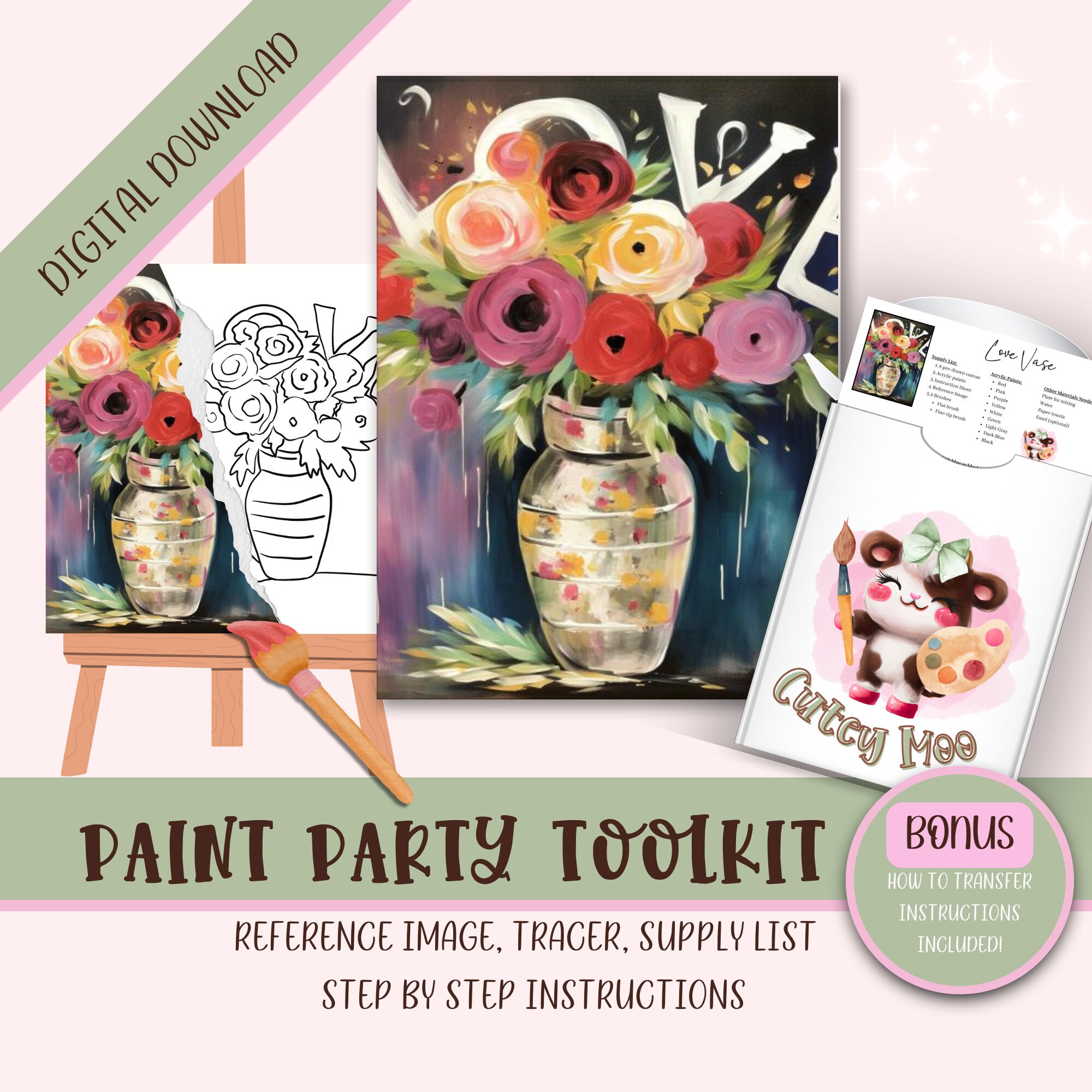 Diy Adult Paint Party Printable Images Kit Sip And Paint Predrawn Png Il Fullxfull.5902503894 3t4x