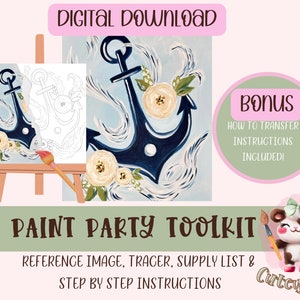 DIY Paint Party Printable For Adults | Diy Canvas | Paint Kit | Instant Access | Pre-Drawn Canvas | Paint & Sip | Painting Tutorial Stencil