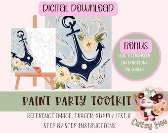 DIY Paint Party Printable For Adults | Diy Canvas | Paint Kit | Instant Access | Pre-Drawn Canvas | Paint & Sip | Painting Tutorial Stencil