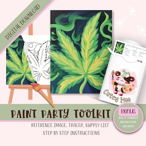 Sip Paint And Smoke Paint / Kit de pintura para parejas / Diy Paint Party / 420 Canvas / Descarga digital / Listo para pintar lienzo / Pintar el suyo propio