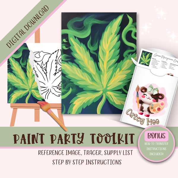 Sip Paint And Smoke Paint | Couples Painting Kit | Diy Paint Party | 420 Canvas | Digital Download | Ready To Paint Canvas | Paint Your Own