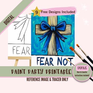 Christliche Sip und Paint Herunterladbare Schablonenkunst, Religiöse DIY Acrylmalerei Party Bildtransfers, Paint Night Canvas Digital Download