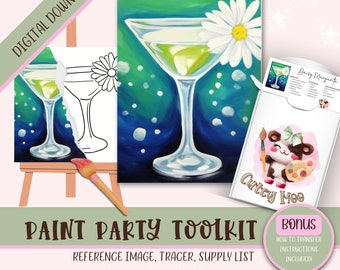 Schlürfen und Malen Herunterladen | Malen Sie Ihre eigenen | Mädelsabend | Farbe Kit Geschenk für sie | Paint Party druckbare digitale Dateien | Margarita-Glas