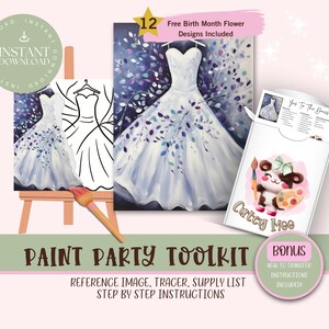 DIY Paint Party Printable For Adults and Kids  |Pre-Drawn | Art Party Paint Kit | Sip & Paint | Digital Download File, Paint Party Toolkit