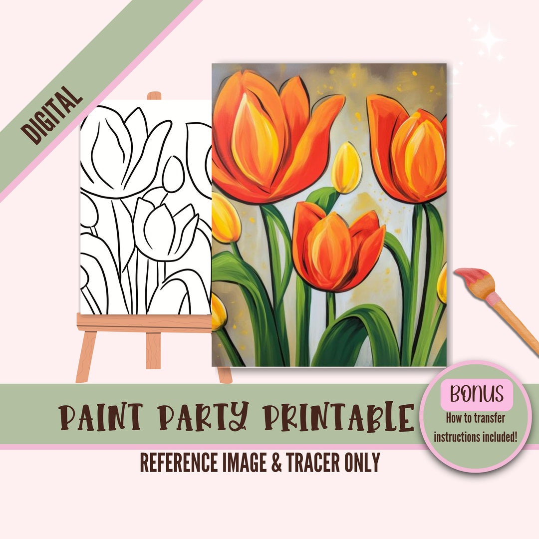 flower-girl-sip-n-paint-canvas-print-instant-digital-download-for-art-parties-png-party-stencil-date-night-sip-and-paint-printable-tulips-etsy