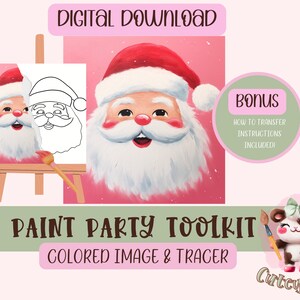 Christmas Diy Paint Party, Adult Painting, Winter Paint Kit, Art Party Paint Kit, Sip & Paint, Digital Download File, PNG Outline, Santa Png