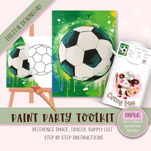 Fiesta de pintura imprimible para niños y adultos / Pintura y sorbo / Manualidades para niños, Fiesta de cumpleaños de arte para niños / Kit de pintura temática de fútbol, Descarga digital
