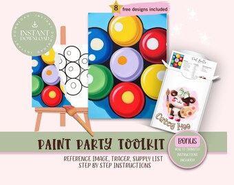 Adult Diy Paint Party Printable Toolkit For Parties, Sip and Paint Party Kits For Men, Guys Night Out, Man Cave Art, Pool Table Painting