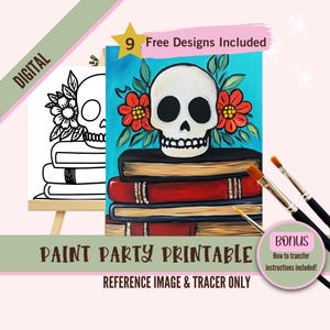 Lienzo del kit de fiesta de sorbo y pintura moralmente gris, diseño romántico romántico predibujado para fiestas de arte, contorno de png de la noche de pintura imprimible de Booktok